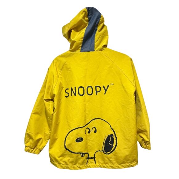 VTG Peanuts Worldwide Snoopy Yellow Boys Size 12 Large Hooded Raincoat Jacket - Picture 3 of 16